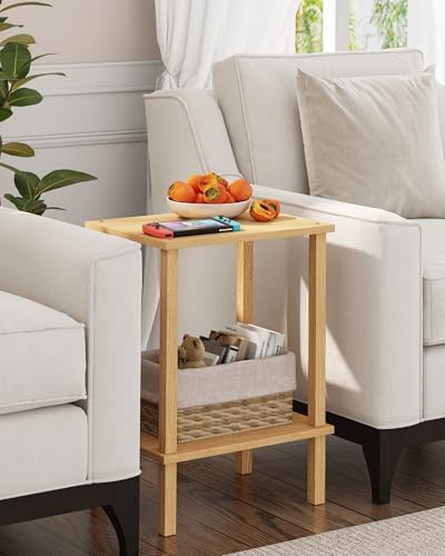 TUTOTAK End Table, Set of 2, Side Table, Nightstand, 2-Tier Storage Shelf