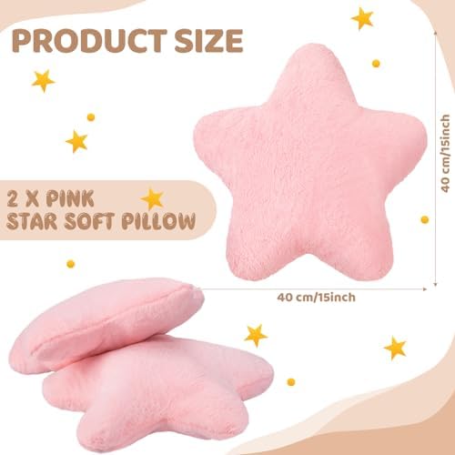 Sumind 2 Pcs 15.7 Inch Pink Star Pillow Decorative Throw Pillow