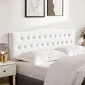 Tufted Headboard Queen Size, Solid Wood Adjustable Height Head Board, White
