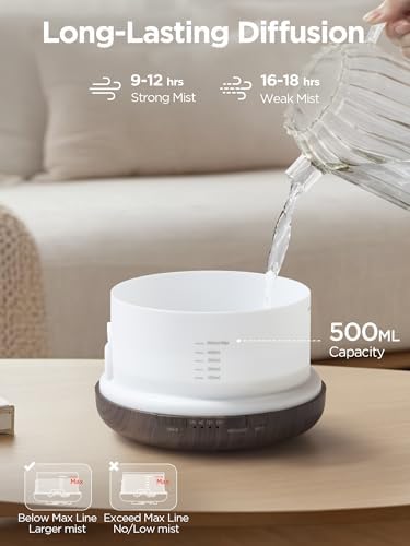 InnoGear 500ml Aromatherapy Diffuser for Home 10 Essential Oil Set, Brown
