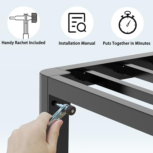 10 Inch Twin Metal Bed Frame with Rounded Corner,Mattress Retainer