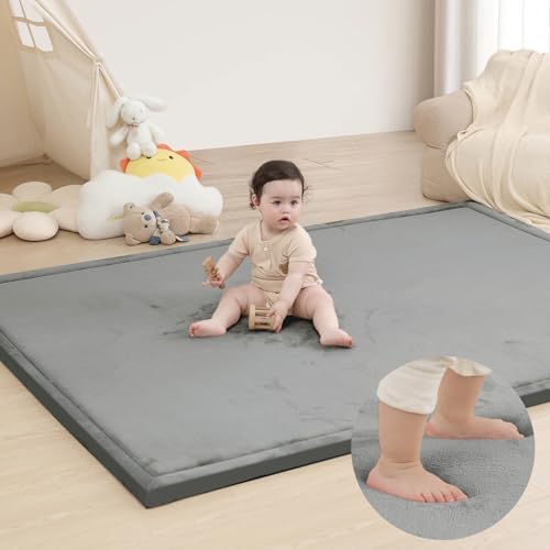 Huloo Sleep Large 79"x118" Baby Activity Play Mat Rug for Floor (Dark Gray)
