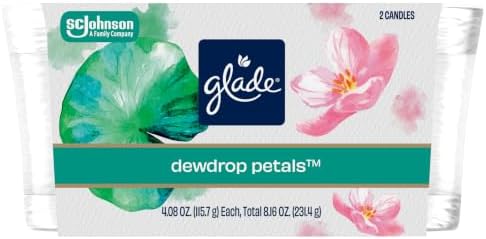 Glade 1-Wick Scented Candle Jar, Dewdrop Petals, 2 Count
