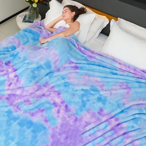 MUGD Blue Queen Size Blankets, Soft Fuzzy Plush Large Throw Blanket 90"x90"