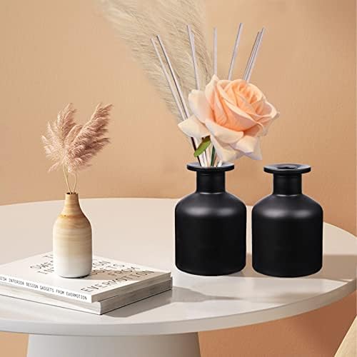 HOSSIAN 150ml/5.07oz 3PCS Reed Diffuser Bottles,Fragrance Diffuser Empty Bottle with 28pcs Reed Sticks for Home Fragrance Accessories and Women Gift Room,Home,Bathroom Decor (Black)