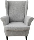 HZDHCLH Wingback Chair Slipcovers 2 Piece Stretch Spandex Chair Covers Washable Armchair Protector with Elastic Fit for Living Room Bedroom Light Gray Embossed Leaf Pattern