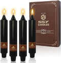 NJAO HOO Black Short Taper Candle 7 Inch Halloween Candlesticks Unscented Dripless Tapered Candle Set for Home Decor Wedding Party Dinner Candles, 4 Pack