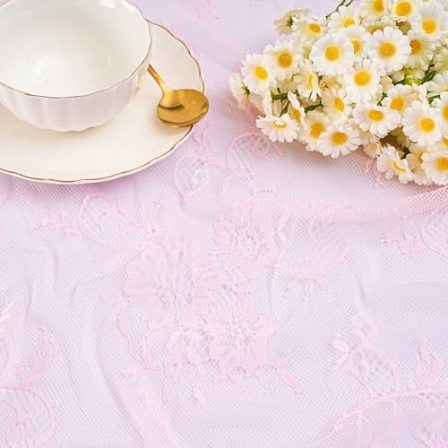 Pink Lace Table Cloth 60x120inch Tablecloth for Decorations Centerpieces