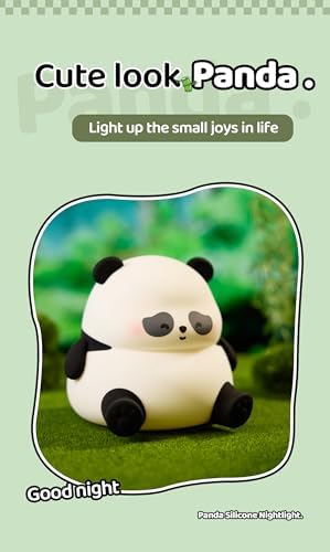 Cute Panda Lamp, Squishy Sleepy Panda Night Light Novelty Animal Lamp, 3 Level Dimmable Nursery Nightlight with Timer, Silicone Touch Night Light Fun Gifts for Kids Boys Girls