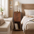 8 Inch Nightstand, 2 Drawers & Shelf, 1 Pack, Light Walnut