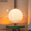 Levitating Moon Lamp Floating Saturn Lamp with Transparent Luminous Light Base Suspension 360° Rotation Saturn Light 3 Colors Display Mode Table Lamp for Home Office