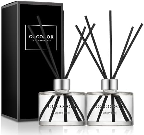 COCODOR Signature Reed Diffuser/Woody Hotel / 6.7oz(200ml) / 2 Pack/Reed Diffuser, Reed Diffuser Set, Oil Diffuser & Reed Diffuser Sticks, Home Decor & Office Decor, Fragrance and Gifts, Mother's Day