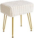IBUYKE Makeup Vanity Chair, Rectangular Footrest Stool, White WBD003W