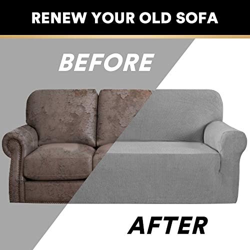 PrinceDeco Couch Covers for 3 Cushion Couch Sofa Pet Friendly Extra Large Couch Cover for Oversized Sofa Washable Furniture Protector Fitted Sofa Slipcovers Stay in Place(XL Sofa, Dove)