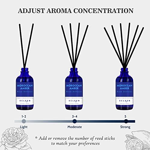 Xcleen Reed Oil Diffuser Set, Fragrance Diffuser - Floral Notes, Vanilla, Cinnamon & Amber, Includes 6 Rattan Scented Sticks Diffuser Reeds, Home & Office Decor, 110ml/3.7oz