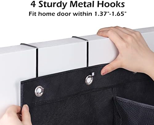 Boots Hanging Shoe Organizer for Closet 12 Extra Large Mesh Pockets Over The Door Shoe Rack for Men Shoes Size 16, Black