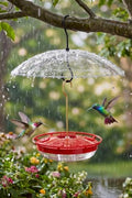 FEED GARDEN Hummingbird Feeder with Rainproof Dome, 16oz Nectar Feeder 11.8" Rain Guard Weatherproof Ant Moat Easy Fill & Clean Hanging Leak-Proof BPA-Free