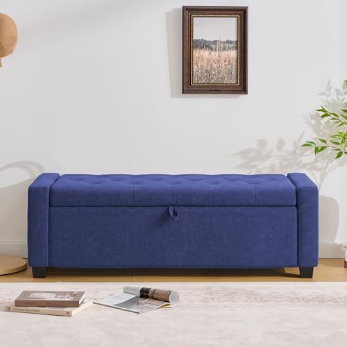 Huatean Home 48" Ottoman with Storage, Blue Storage Ottoman Bench