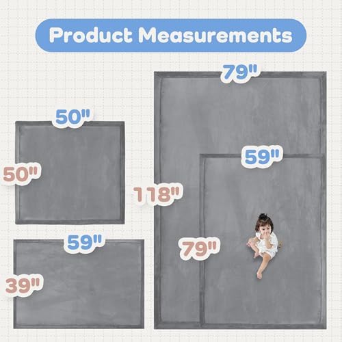 1.5" Thick Baby Play Mat for Floor,71x79 Large Memory Foam Tummy Time Mat