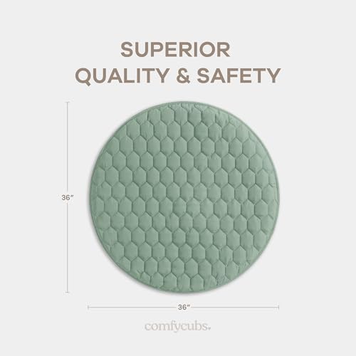 Comfy Cubs Round Kids Play Mat Small 36in Baby Floor Mat - Fern