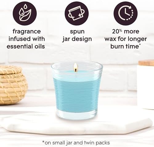 Glade 1-Wick Scented Candle Jar, Aqua Waves, Air Freshener Infused with Essential Oils, 4.08 Oz, 2 Count