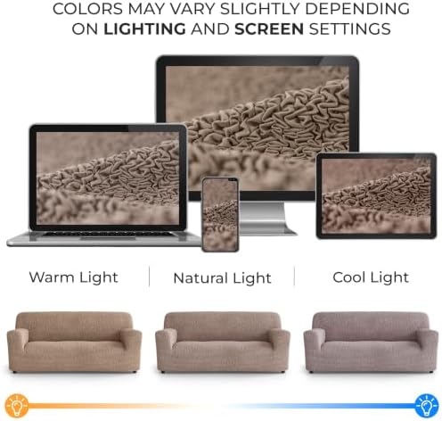 PAULATO Premium Stretch Couch Covers for Sofa - Sofa Chair Cover Washable, Dogs & Pets Friendly - Elastic Polyester Loveseat Slipcovers - Non-Slip Love Seat Couch Covers - Soft Taupe (64"-85" Wide)