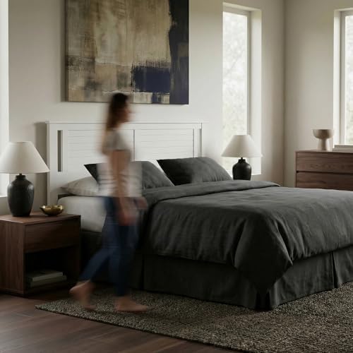 ComfIQ Serene Wood Panel Headboard with Horizontal Scoring, King, White