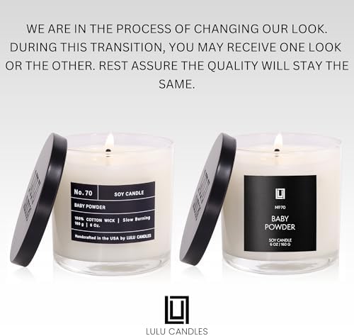 Lulu Candles | Baby Powder | Luxury Scented Soy Jar Candle | Hand Poured in The USA | Highly Scented & Long Lasting (6 Oz.)