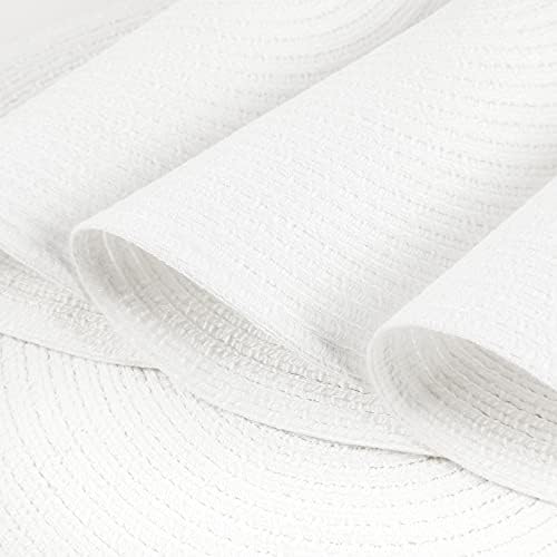 SHACOS Round Braided Placemats Set of 6 Round Table Mats for Dining Table 15 inch Washable Cotton Polyester Place Mat (White, 6)