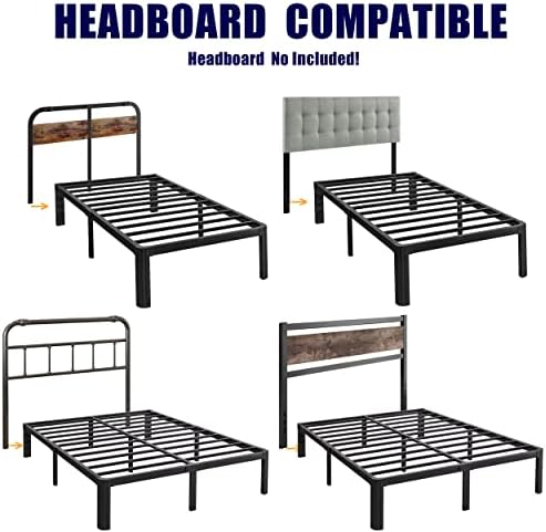Hunlostten 12" Twin XL Heavy Duty Bed Frame No Box Spring Needed, Metal Twin XL Platform Bed Frame with Round Corners, Easy Assembly, Noise Free, Black