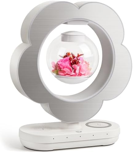 LoveLin Floral Preserved Rose Flowers with Bluetooth Speakers, 5W Magnetic Levitation Table Lamp with Variable Color LED Light, Unique Forever Flower Gift for Women, Girls, Mother and Grandma