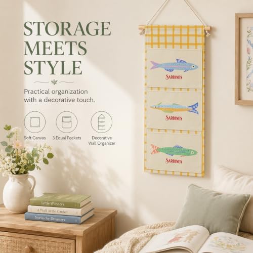 IAXIC Ocean Theme Wall Organizer, Canvas Storage Pockets for Nursery