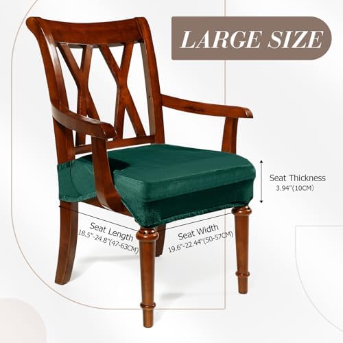 Havawish Extra Wide Dining Chair Seat Covers, Dark Green, Velvet, 1 Pcs