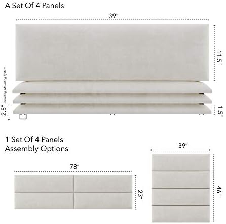 Vänt Wall Mounted Headboard Panels, King/Twin, Micro Suede Neutral Sand