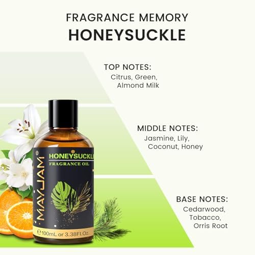 MAYJAM Honeysuckle Fragrance Oil Essential Oils for Diffusers, 3.38FL.OZ
