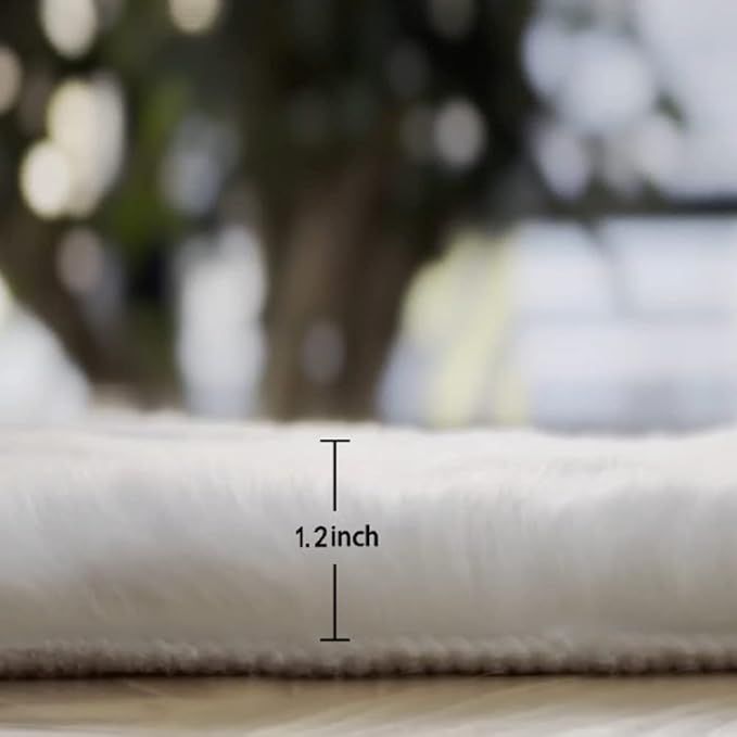 ORINOVA White Washable Furry Area Rug Runner Faux Bunny Fuzzy Fur Rugs - Image 2