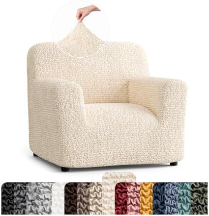 PAULATO Premium Stretch Couch Covers for Sofa - Sofa Chair Cover Washable, Dogs & Pets Friendly - Elastic Polyester Loveseat Slipcovers - Non-Slip Love Seat Couch Covers - Cream (21"-39" Wide)