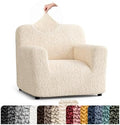 PAULATO Premium Stretch Couch Covers for Sofa - Sofa Chair Cover Washable, Dogs & Pets Friendly - Elastic Polyester Loveseat Slipcovers - Non-Slip Love Seat Couch Covers - Cream (21"-39" Wide)