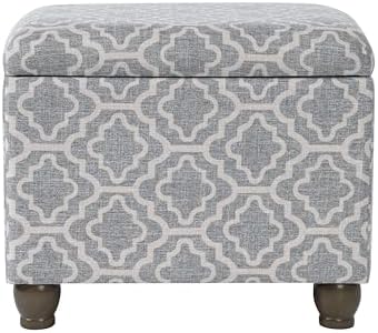 Spatial Order 22" Medium Rectangular Storage Ottoman - Gray Geometric