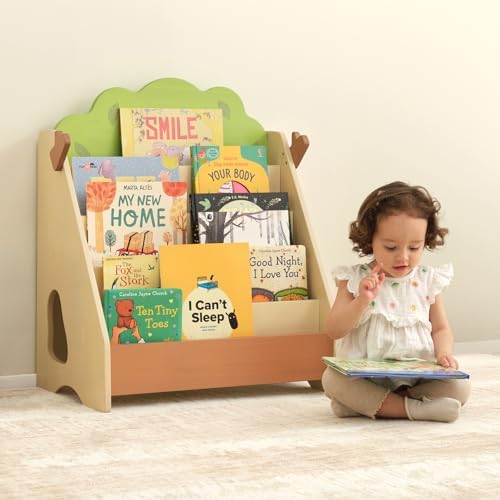 OOOK 5-Tier Toddler Montessori Bookshelf, Solid Wood Tree Bookshelf