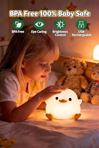 Amaredom DoDo Duck Night Light, Cute Silicone Duck Lamp for Baby Nursery