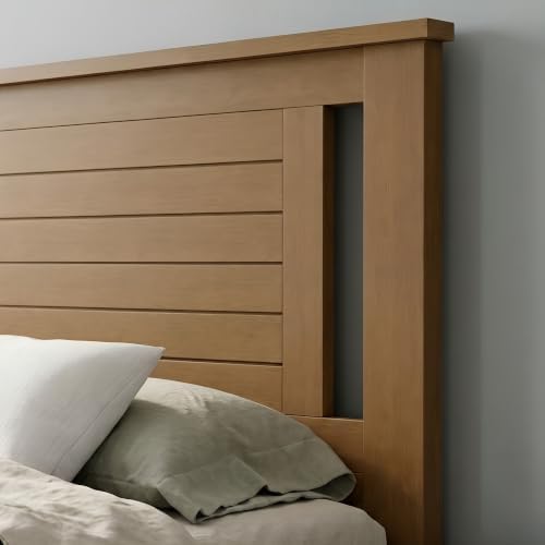 ComfIQ Serene Wood Panel Headboard with Horizontal Scoring, Queen, Pine