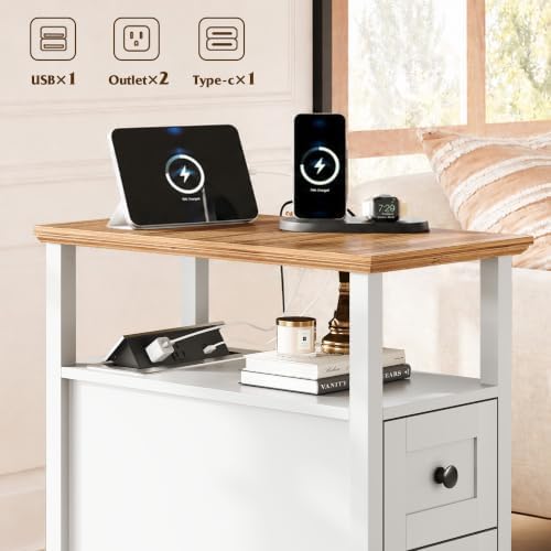 WLIVE Wood End Tables with Charging Station