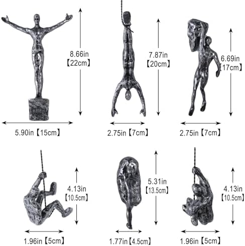 Set of 6 Climbing Men Wall Art Decor Sculpture,Nordic Modern Simplicity Decorative Wall Art, Climbing Man Sculptures,Home & Office Climber Gifts