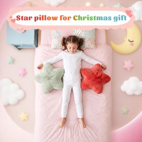 Soaoo 5 Pcs Star Fluffy Pillow Star Shape Pillow, Morandi Collection