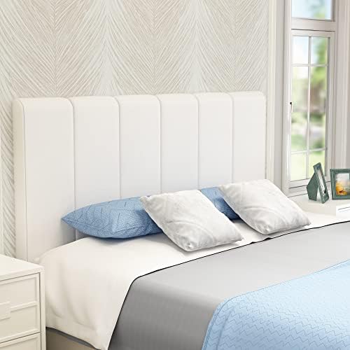 Yongchuang Queen Headboard Only, White Faux Leather Upholstered Head Board