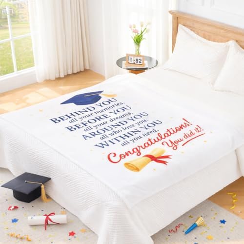 Graduation Gifts Blanket Class of 2026 – Inspirational Throw Blanket 50x60 Inch, Meaningful Graduation Gift for Him Her, Soft Cozy Plush Blanket for College High School Graduate