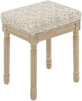 LUE BONA Vintage French Vanity Bench Stool, Upholstered Floral Makeup Chair