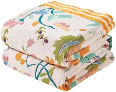 XIBLC Boho Throw Blanket for Bed, 100% Cotton Soft Rustic Quilt Fall Blanket, 60"x80" Floral Printed Farmhouse Decor Bed Blankets, All Season Rustic Reversible Bohemian Throw Quilt