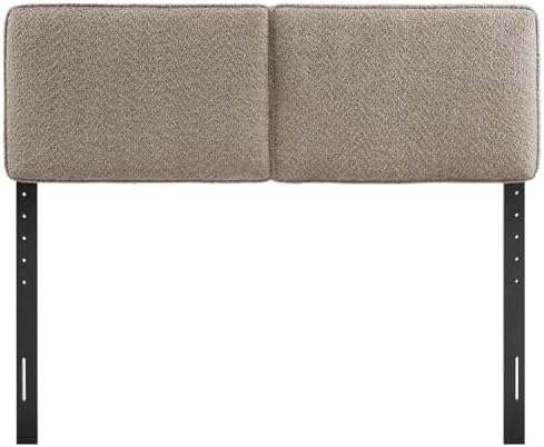 Modway Lindee Full Size Upholstered Headboard with Tan Vegan Leather - Modern Faux Leather Full Headboard with Height-Adjustable Mounting Positions - Padded Pillow Style